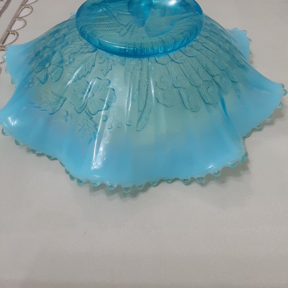 Vintage  Opalescent Glass Ruffled Edge Dish - Picture 3 of 8